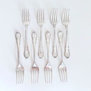 LUNT STERLING SILVER MODERN VICTORIAN SALAD FORKS 6.25" NO MONOGRAM SET OF 8